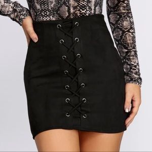 Black Lace Up Skirt